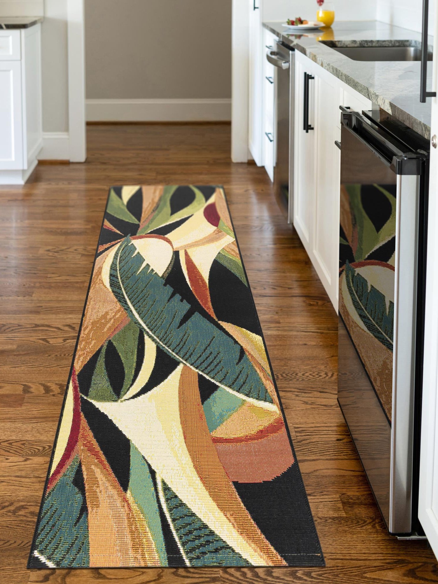 Multicolor 2' x 5' 1 Outdoor Botanical Runner Area Rug Weather Resistant for Patio, Deck, Terrace, Balcony, Porch Polypropylene Garden Floral Tropical Carpet for Sale at Rug Engine