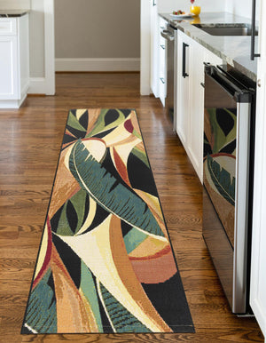 Multicolor 2' x 6' 1 Outdoor Botanical Runner Area Rug Weather Resistant for Patio, Deck, Terrace, Balcony, Porch Polypropylene Garden Floral Tropical Carpet for Sale at Rug Engine
