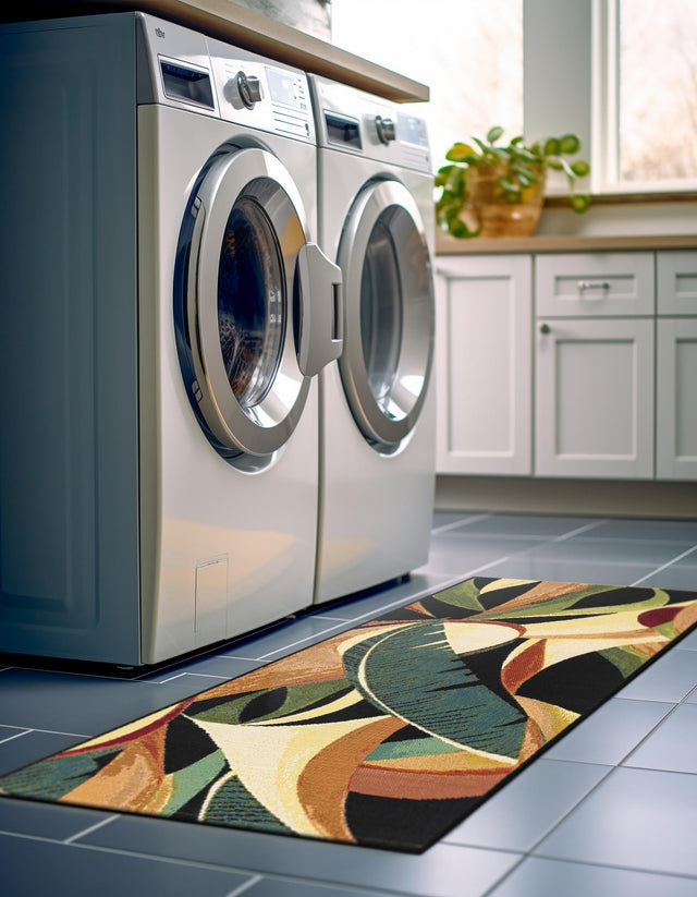Multicolor 2' x 5' 1 Outdoor Botanical Runner Rug