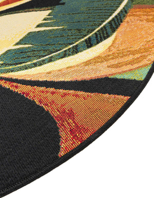 Multicolor 4' 1 x 4' 1 Outdoor Botanical Round Area Rug Weather Resistant for Patio, Deck, Terrace, Balcony, Porch Polypropylene Garden Floral Tropical Carpet for Sale at Rug Engine