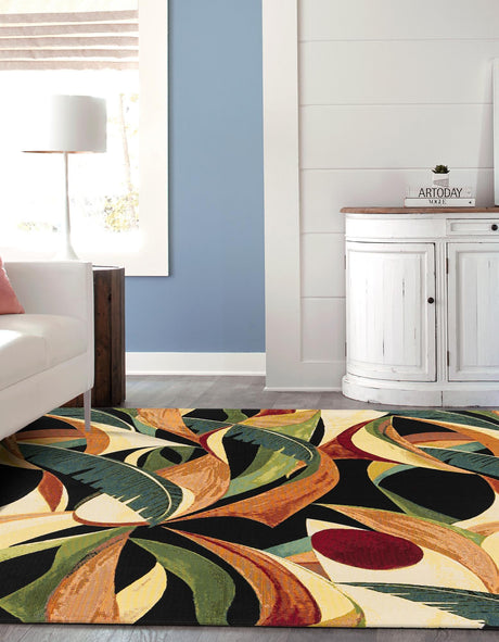 Multicolor 8' x 8' Outdoor Botanical Square Rug