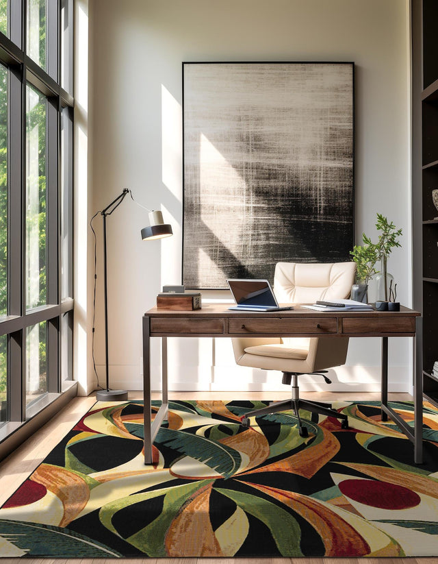 Multicolor 8' x 8' Outdoor Botanical Square Rug