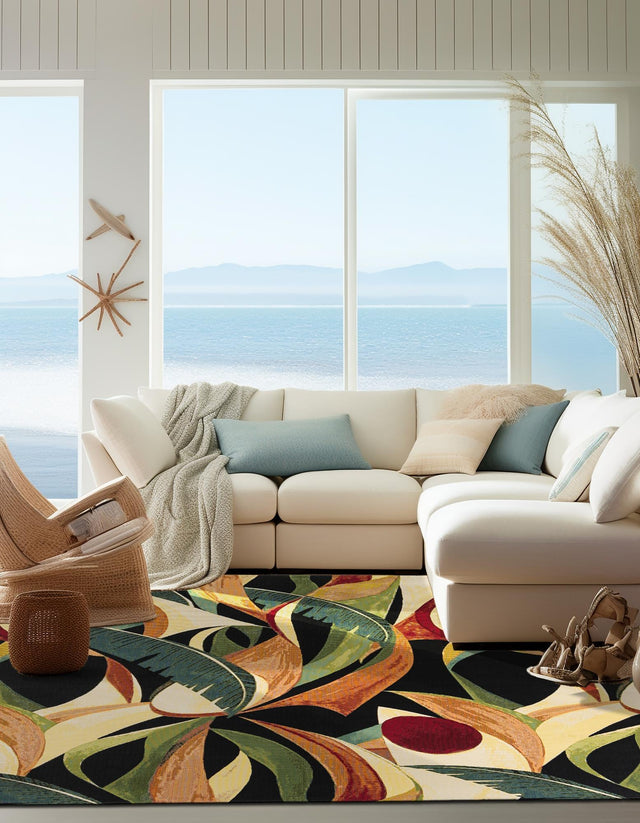 Multicolor 8' x 8' Outdoor Botanical Square Rug