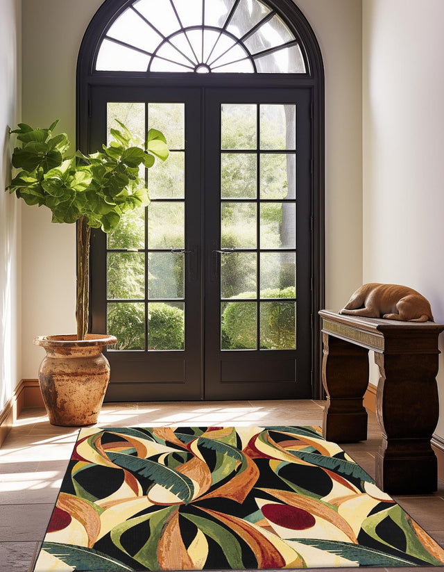 Multicolor 8' x 8' Outdoor Botanical Square Rug
