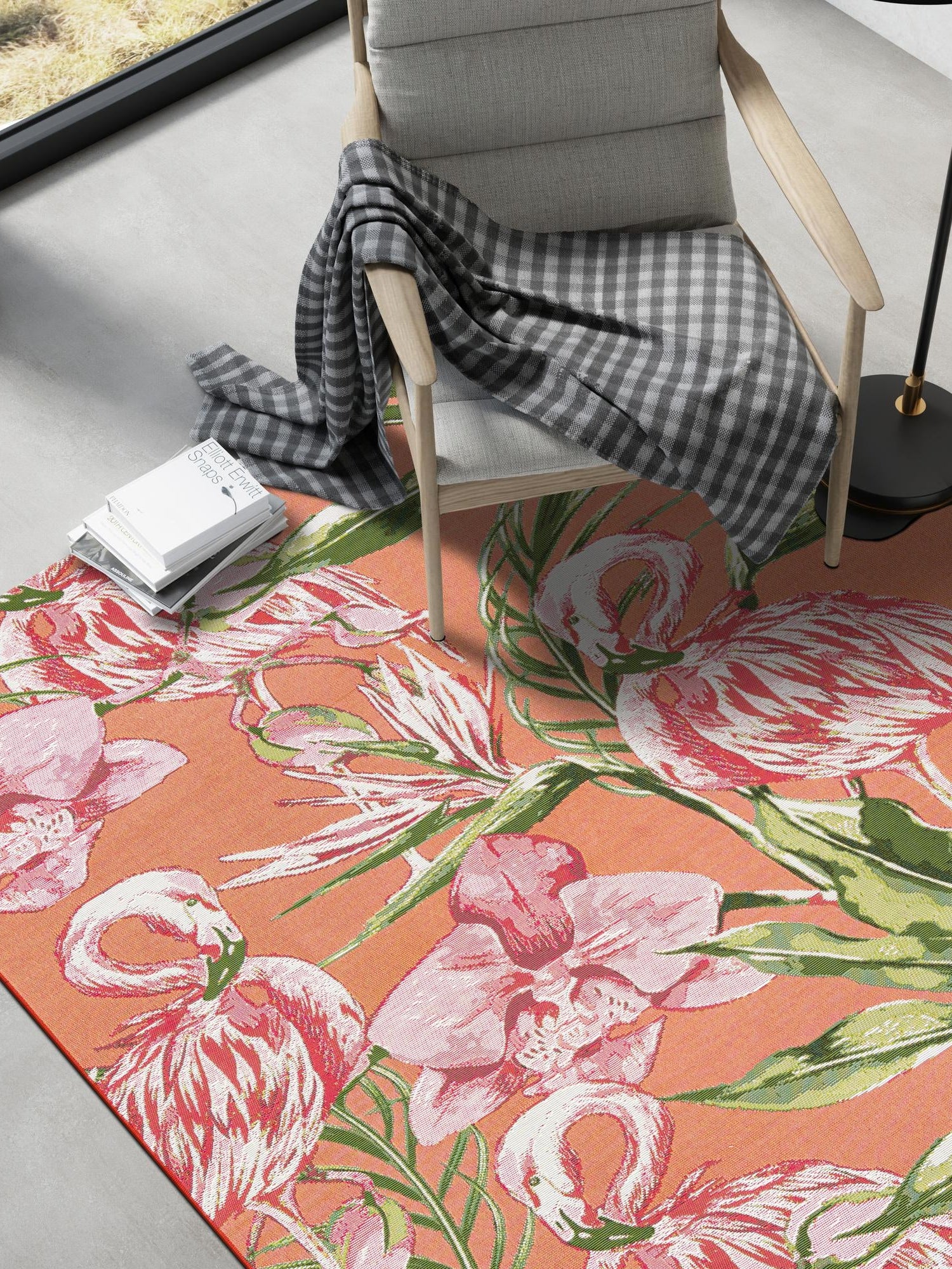 Coral 5' 1 x 8' Outdoor Botanical Rectangle Area Rug Weather Resistant for Patio, Deck, Terrace, Balcony, Porch Polypropylene Garden Floral Tropical Carpet for Sale at Rug Engine