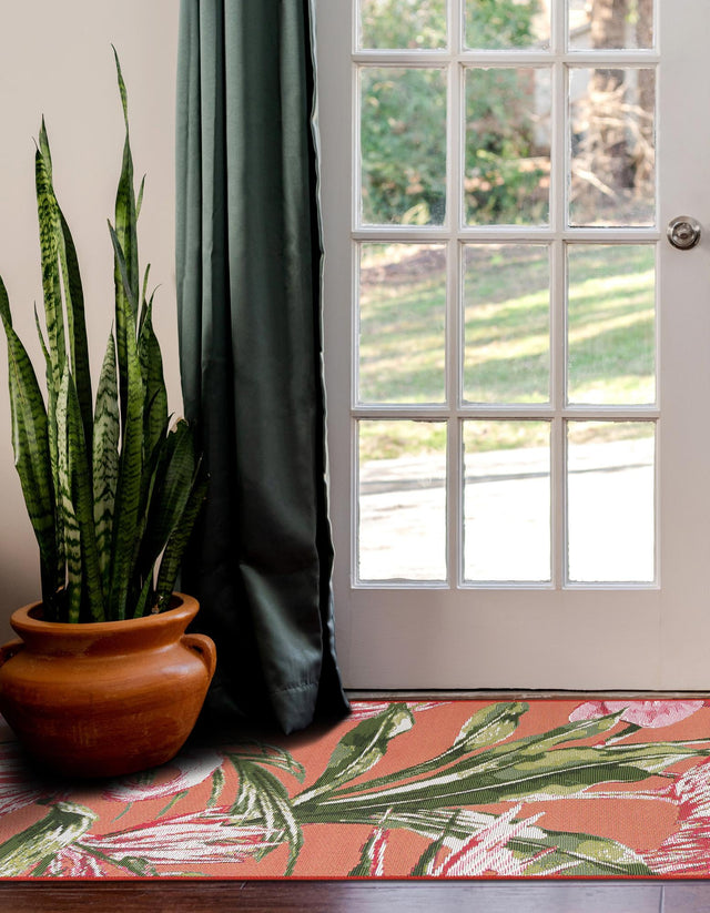 Coral 2' x 6' 1 Outdoor Botanical Runner Rug