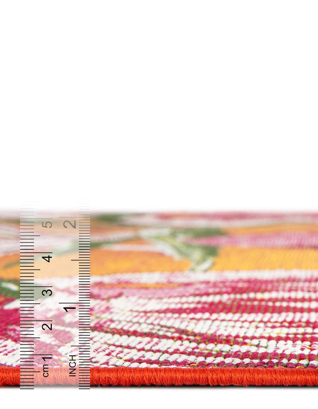 Coral 8' x 8' Outdoor Botanical Round Rug