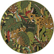 Green 4' 1 x 4' 1 Outdoor Botanical Round Area Rug Weather Resistant for Patio, Deck, Terrace, Balcony, Porch Polypropylene Garden Floral Tropical Carpet for Sale at Rug Engine