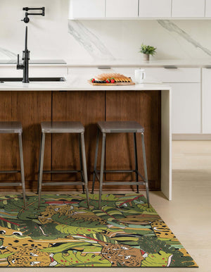 Green 4' 1 x 6' 1 Outdoor Botanical Rectangle Rug