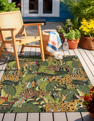 Green 10' x 14' 1 Outdoor Botanical Rectangle Rug