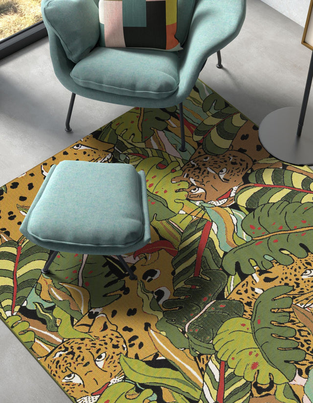 Green 4' 1 x 6' 1 Outdoor Botanical Rectangle Rug