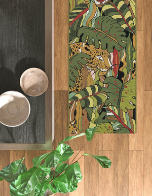 Green 3' x 12' Outdoor Botanical Runner Rug