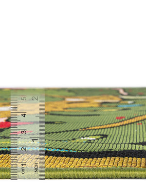 Green 4' 1 x 4' 1 Outdoor Botanical Round Area Rug Weather Resistant for Patio, Deck, Terrace, Balcony, Porch Polypropylene Garden Floral Tropical Carpet for Sale at Rug Engine