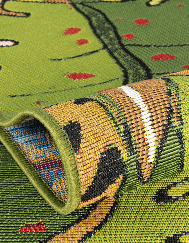 Green 5' 1 x 5' 1 Outdoor Botanical Round Rug