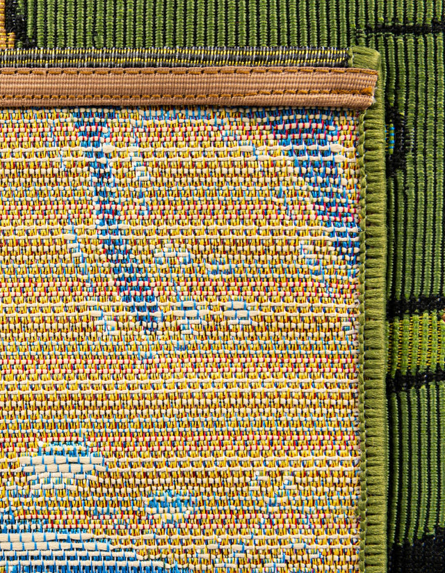 Green 8' x 8' Outdoor Botanical Square Rug