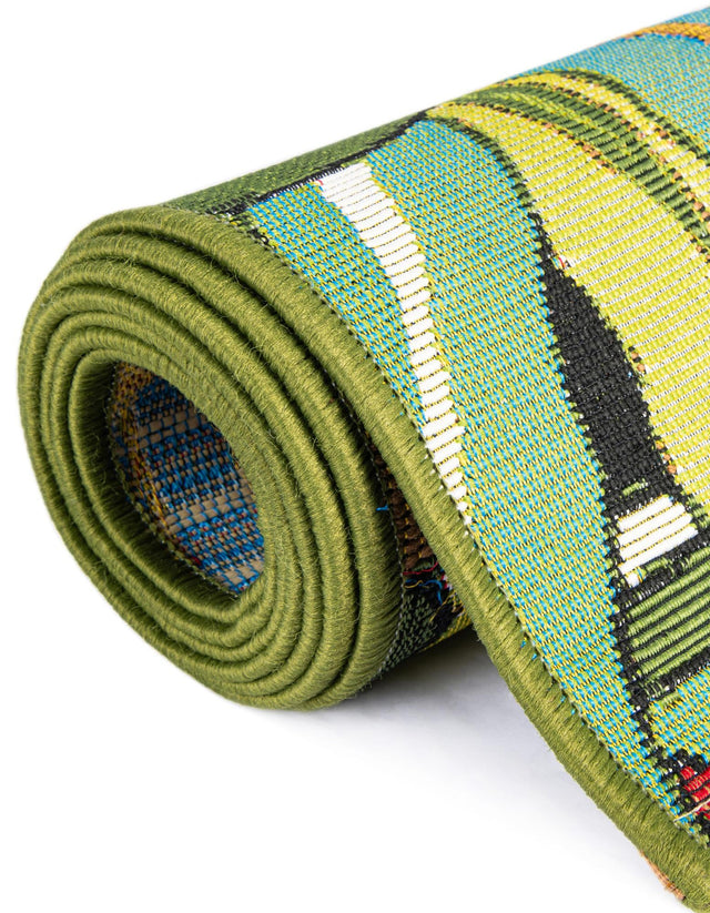 Green 8' x 8' Outdoor Botanical Square Rug