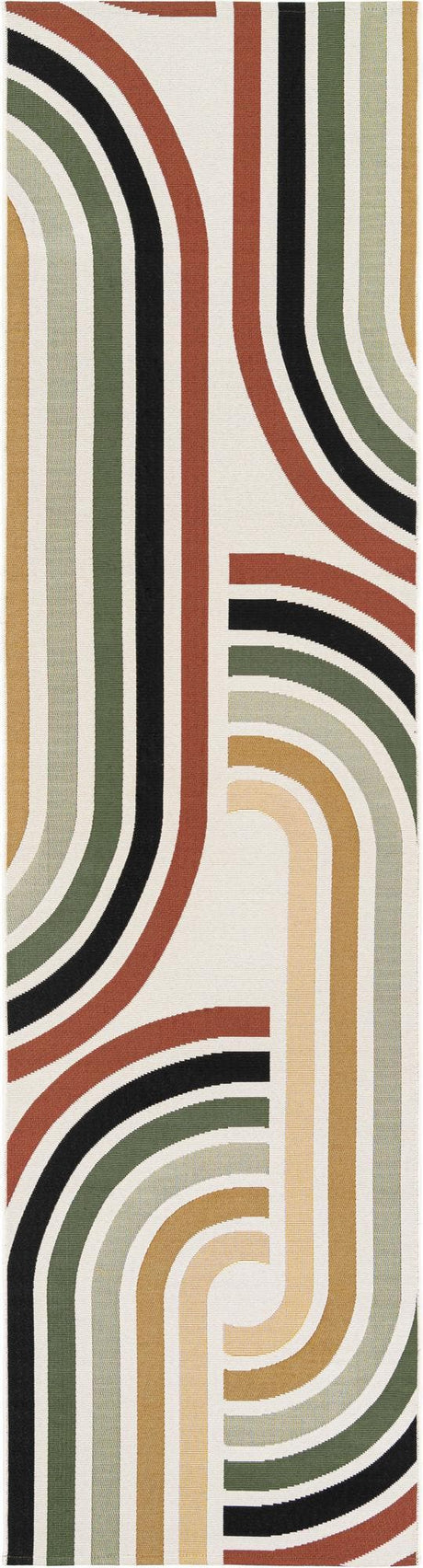 Multicolor 3' x 10' Outdoor Modern Runner Rug