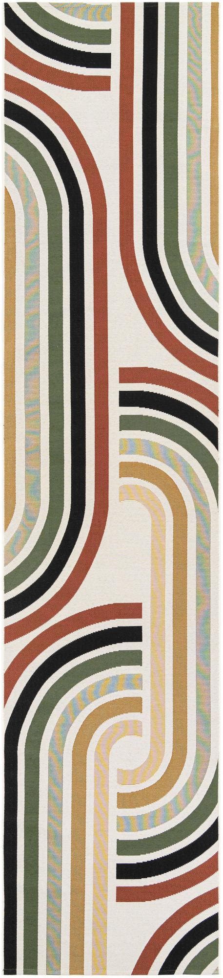 Multicolor 3' x 12' Outdoor Modern Runner Rug