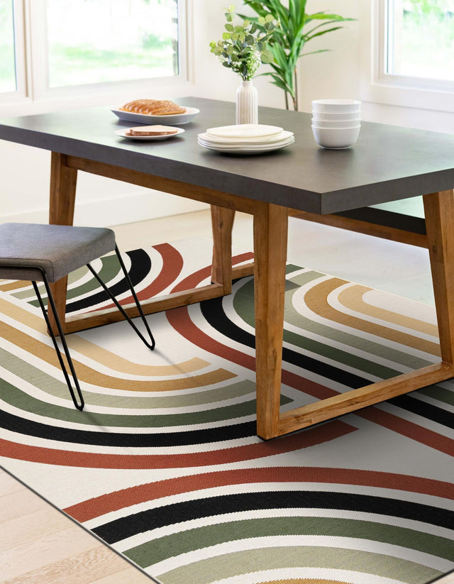 Multicolor 9' x 12' Outdoor Modern Rectangle Rug
