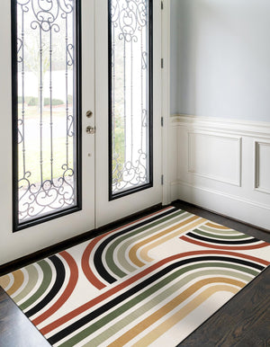 Multicolor 5' 1 x 8' Outdoor Modern Rectangle Area Rug Weather Resistant for Patio, Deck, Terrace, Balcony, Porch 100% Polypropylene Modern Outside Carpet for Sale at Rug Engine