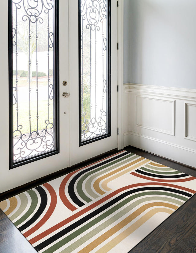 Multicolor 9' x 12' Outdoor Modern Rectangle Rug