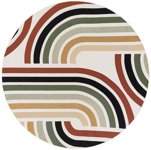 Multicolor 8' x 8' Outdoor Modern Round Rug