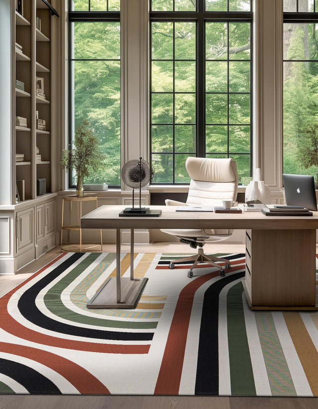 Multicolor 8' x 8' Outdoor Modern Square Rug