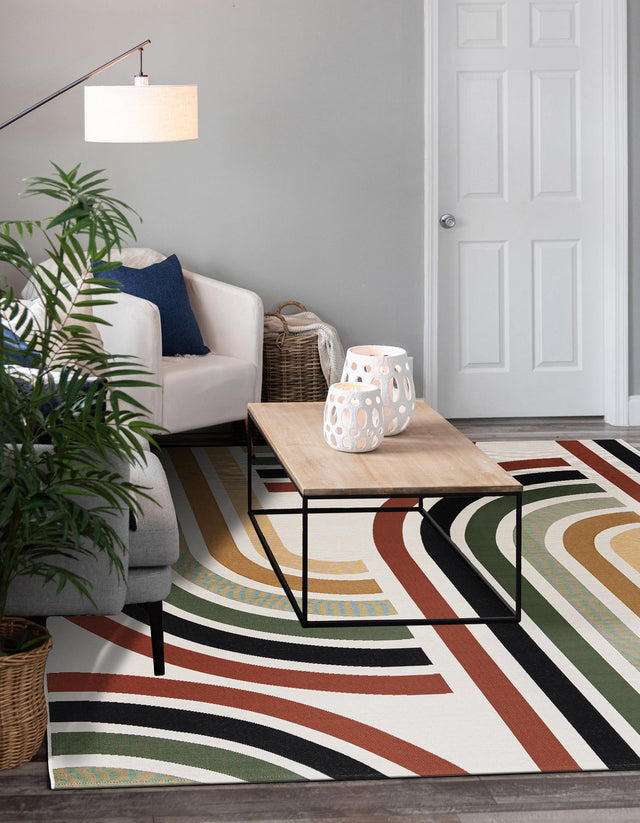 Multicolor 8' x 8' Outdoor Modern Square Rug