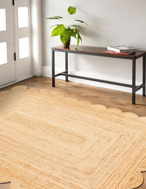 Natural 9' x 12' Scallop Braided Jute Rectangle Rug