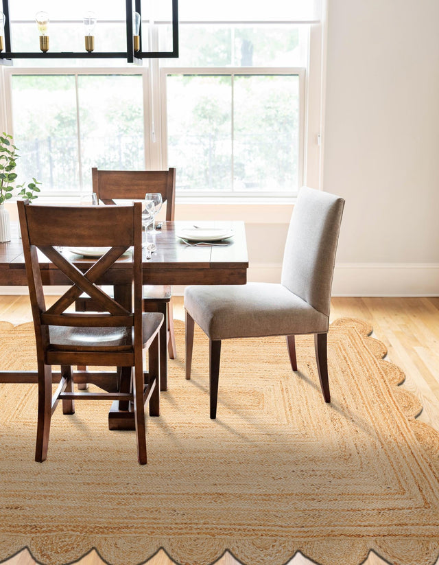 Natural 9' x 12' Scallop Braided Jute Rectangle Rug