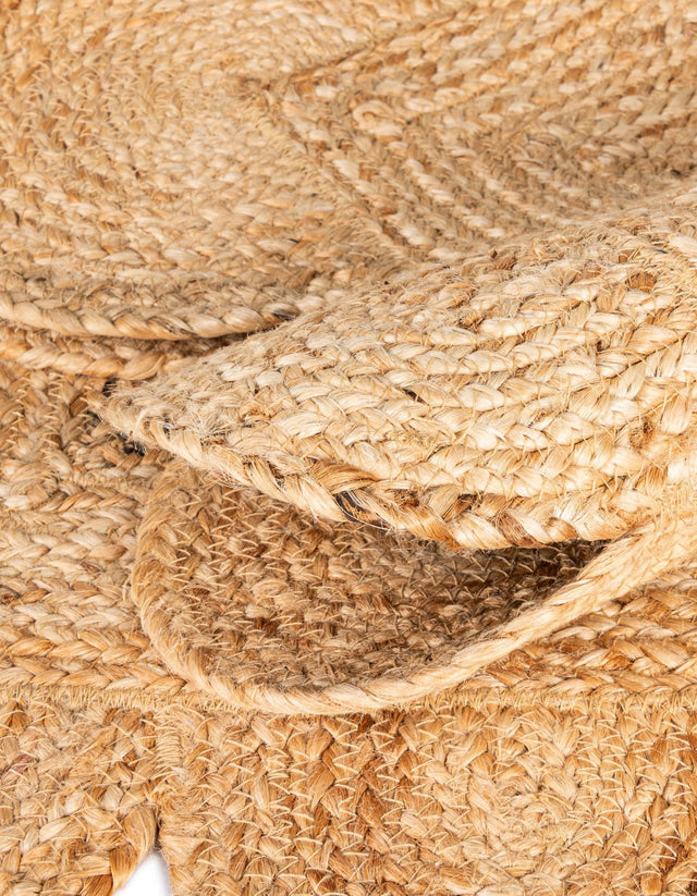 Natural 8' x 8' Scallop Braided Jute Square Rug