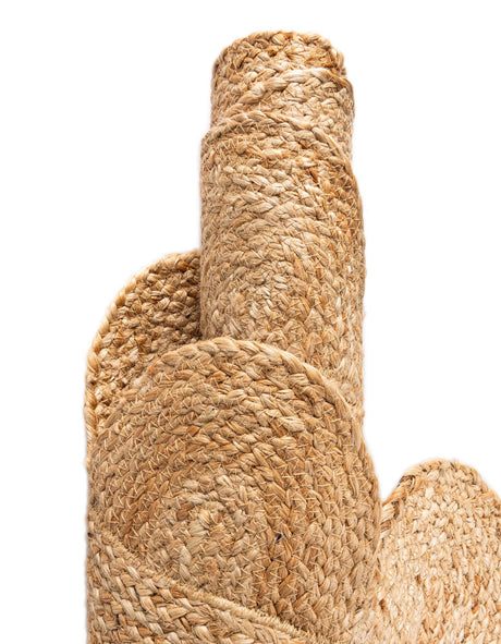 Natural 7' 10 x 7' 10 Scallop Braided Jute Square Area Rug