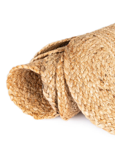 Natural 7' 10 x 7' 10 Scallop Braided Jute Square Area Rug