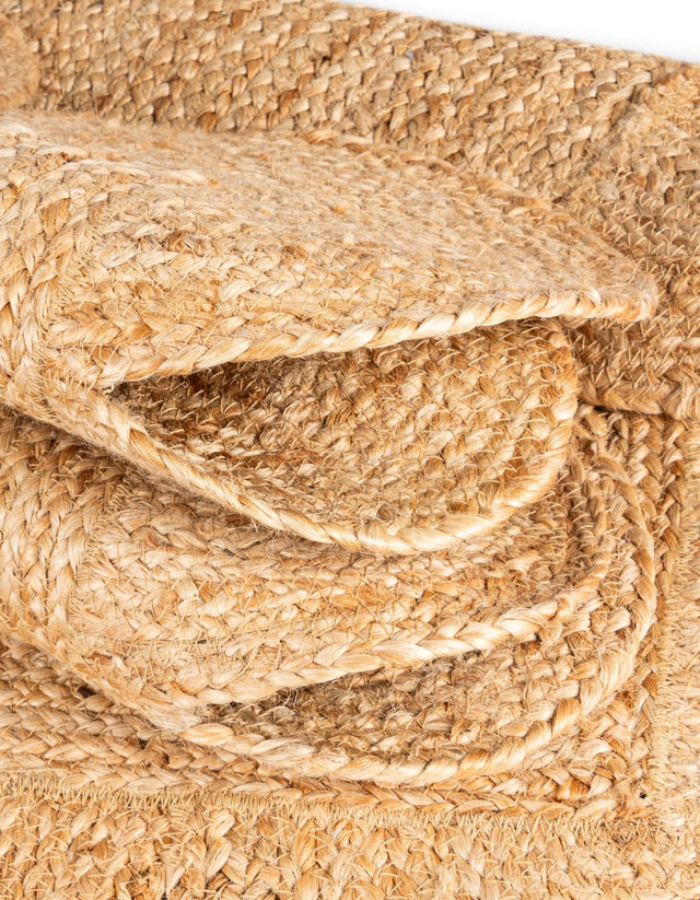 Natural 8' x 8' Scallop Braided Jute Square Rug