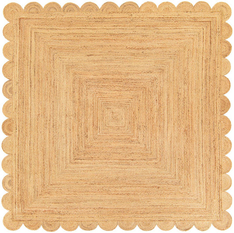 Natural 8' x 8' Scallop Braided Jute Square Rug
