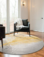 Yellow Gray 5' 3 x 5' 3 Finsbury Round Area Rug 60% Polypropylene & 40% Polyester Contemporary Carpet for Living Rooms, Dining, Offices for Sale at Rug Engine
