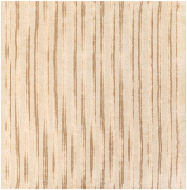 Beige 10' x 10' Jill Zarin Striped Wool Square Area Rug 80% Wool & 20% Cotton Hand Made Luxury All Natural Carpet for Interior Design for Sale at Rug Engine