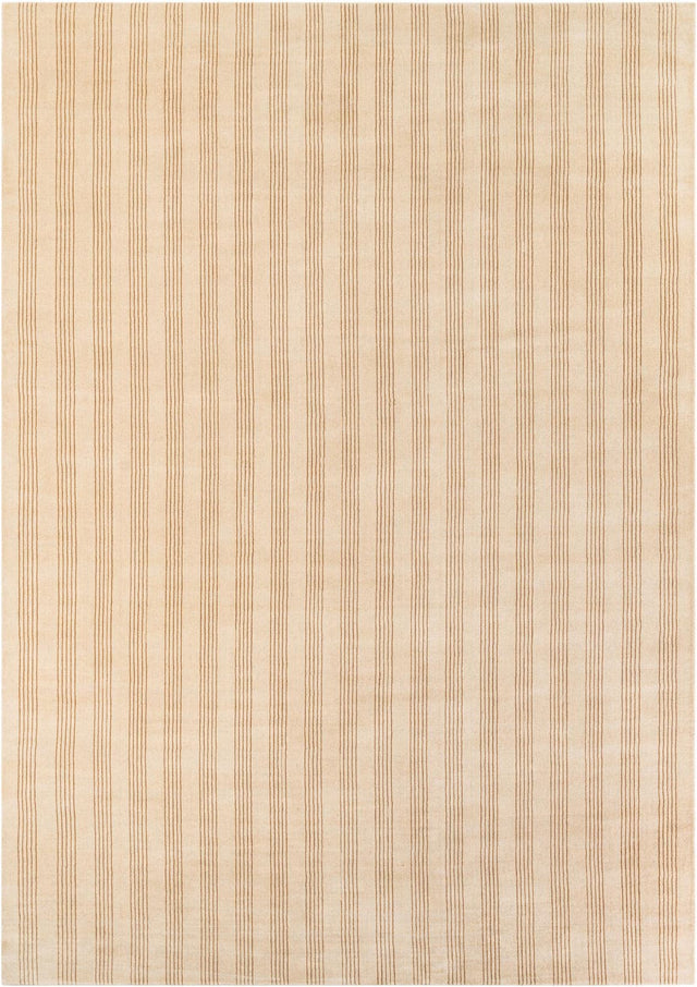 Beige 10' x 14' 1 Jill Zarin Striped Wool Rectangle Area Rug 80% Wool & 20% Cotton Hand Made Luxury All Natural Carpet for Interior Design for Sale at Rug Engine