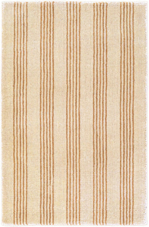 Beige 2' 2 x 3' 1 Jill Zarin Striped Wool Rectangle Area Rug 80% Wool & 20% Cotton Hand Made Luxury All Natural Carpet for Interior Design for Sale at Rug Engine