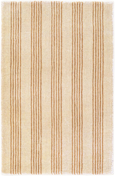 Beige 2' 2 x 3' 1 Jill Zarin Striped Wool Rectangle Area Rug 80% Wool & 20% Cotton Hand Made Luxury All Natural Carpet for Interior Design for Sale at Rug Engine