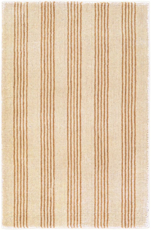 Beige 2' 2 x 3' 1 Jill Zarin Striped Wool Rectangle Area Rug 80% Wool & 20% Cotton Hand Made Luxury All Natural Carpet for Interior Design for Sale at Rug Engine