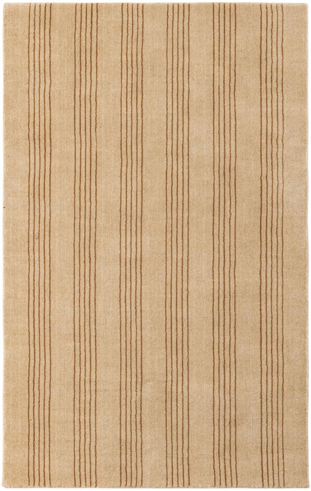 Beige 3' 3 x 5' 3 Jill Zarin Striped Wool Rectangle Area Rug 80% Wool & 20% Cotton Hand Made Luxury All Natural Carpet for Interior Design for Sale at Rug Engine