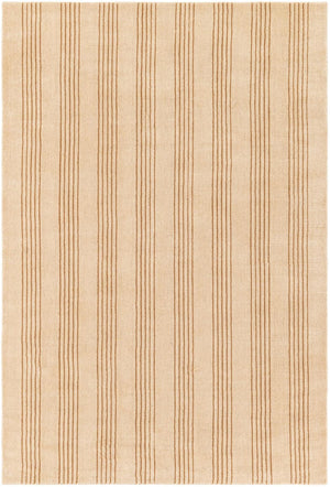 Beige 4' 1 x 6' 1 Jill Zarin Striped Wool Rectangle Area Rug 80% Wool & 20% Cotton Hand Made Luxury All Natural Carpet for Interior Design for Sale at Rug Engine