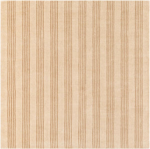 Beige 5' 1 x 5' 1 Jill Zarin Striped Wool Square Area Rug 80% Wool & 20% Cotton Hand Made Luxury All Natural Carpet for Interior Design for Sale at Rug Engine