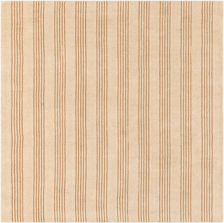 Beige 5' 1 x 5' 1 Jill Zarin Striped Wool Square Area Rug 80% Wool & 20% Cotton Hand Made Luxury All Natural Carpet for Interior Design for Sale at Rug Engine
