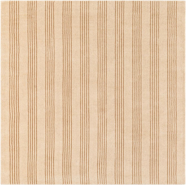 Beige 5' 1 x 5' 1 Jill Zarin Striped Wool Square Area Rug 80% Wool & 20% Cotton Hand Made Luxury All Natural Carpet for Interior Design for Sale at Rug Engine