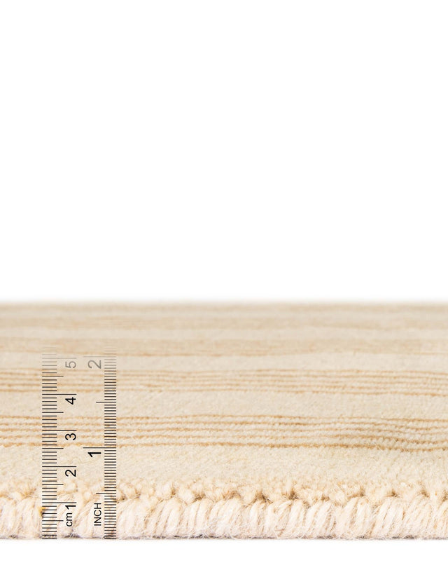 Beige 4' 1 x 6' 1 Jill Zarin Striped Wool Rectangle Area Rug 80% Wool & 20% Cotton Hand Made Luxury All Natural Carpet for Interior Design for Sale at Rug Engine