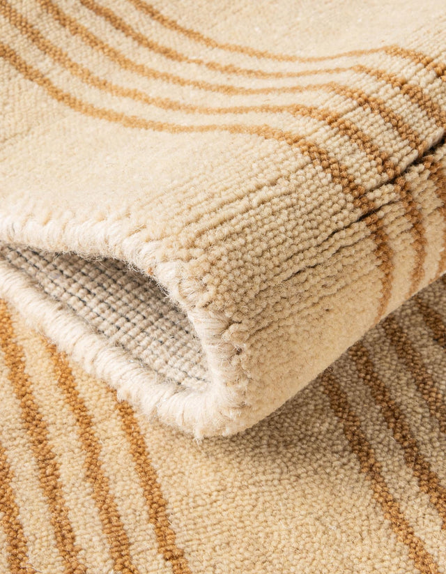 Beige 7' 10 x 10' Jill Zarin Striped Wool Rectangle Area Rug 80% Wool & 20% Cotton Hand Made Luxury All Natural Carpet for Interior Design for Sale at Rug Engine