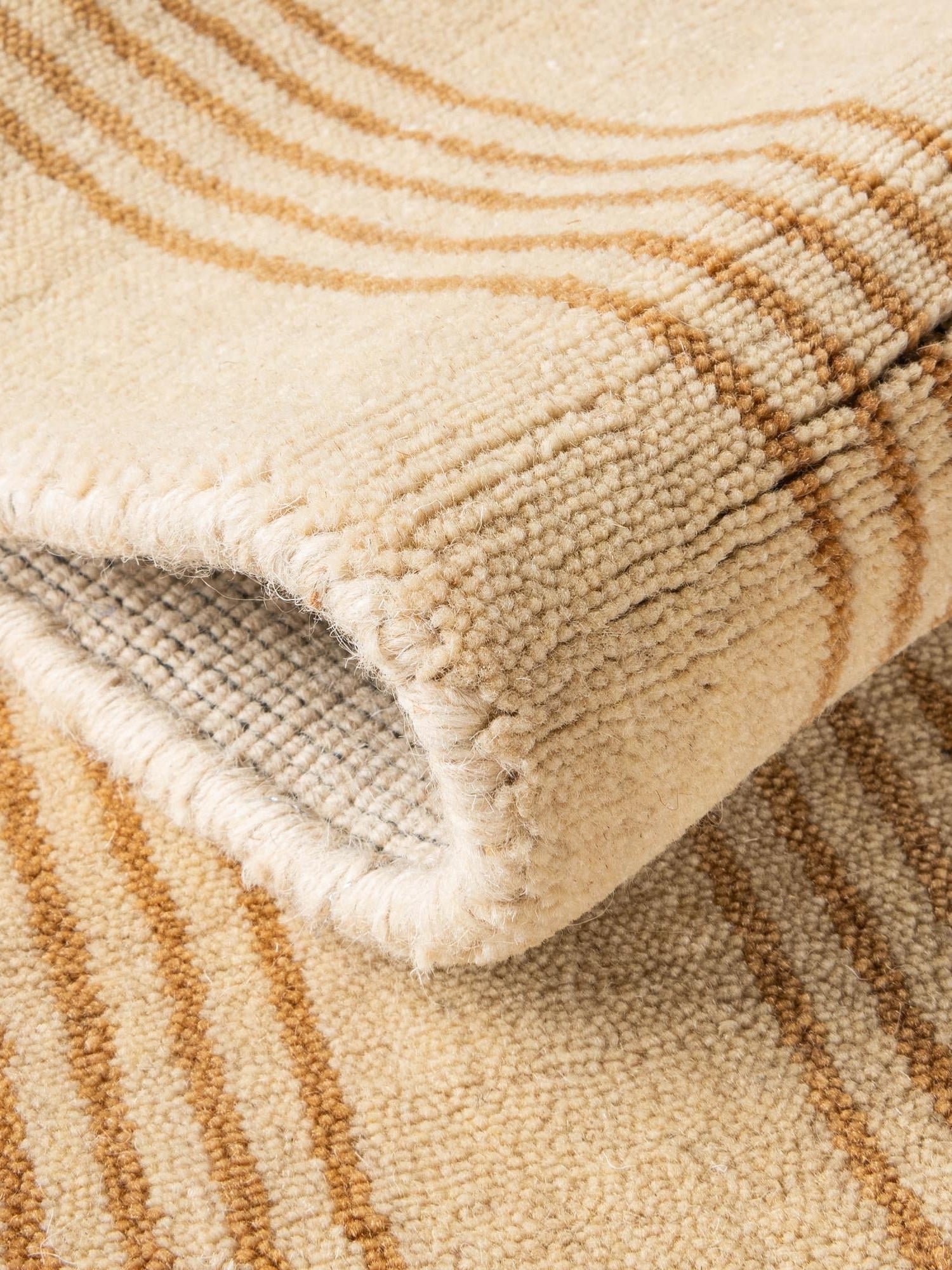 Beige 4' 1 x 6' 1 Jill Zarin Striped Wool Rectangle Area Rug 80% Wool & 20% Cotton Hand Made Luxury All Natural Carpet for Interior Design for Sale at Rug Engine
