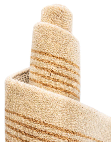 Beige 10' x 14' 1 Jill Zarin Striped Wool Rectangle Area Rug 80% Wool & 20% Cotton Hand Made Luxury All Natural Carpet for Interior Design for Sale at Rug Engine